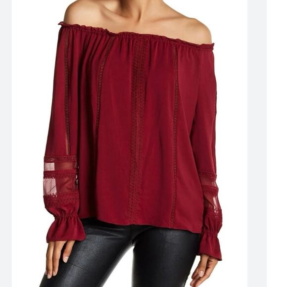 Ramy Brook New York Thea Off the Shoulder Top Mahogany Red XS - Picture 1 of 12